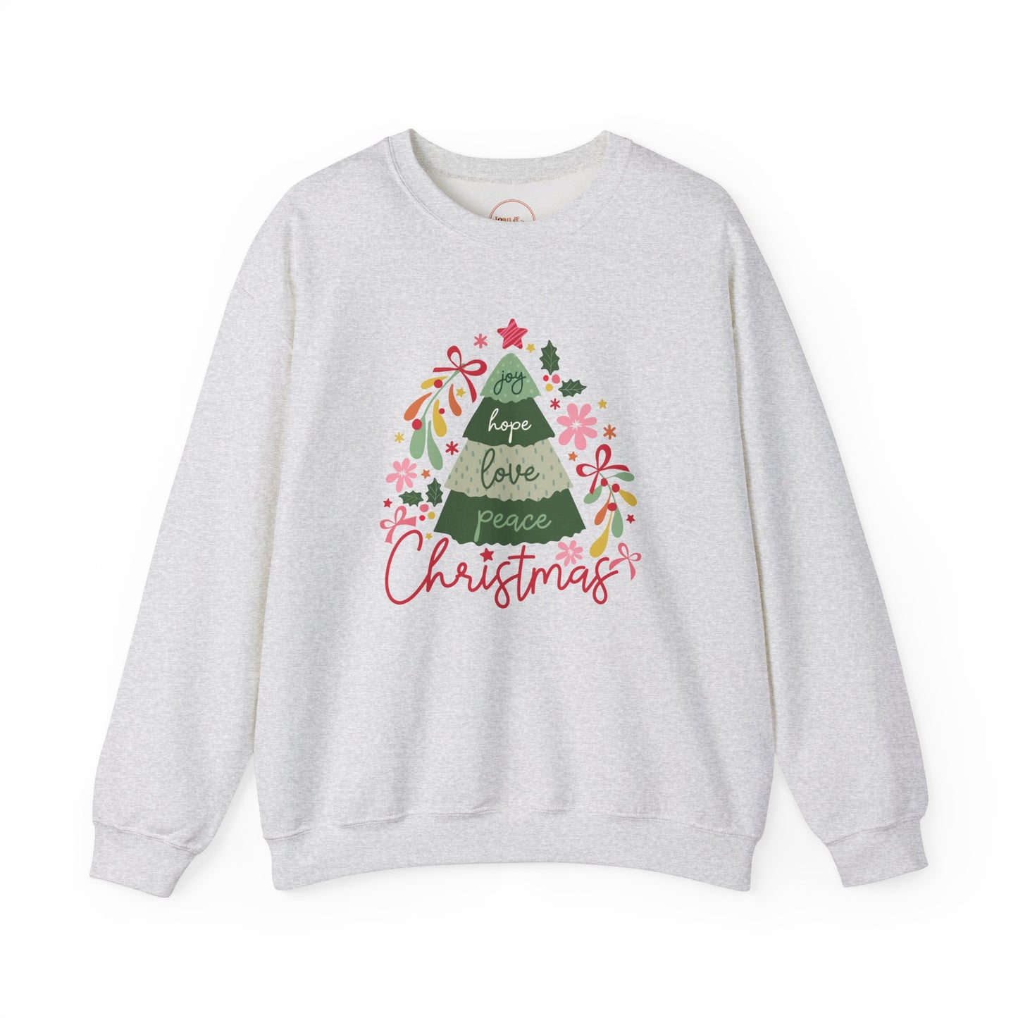 “Joy, Hope, Love, Peace” Christmas Tree Crewneck