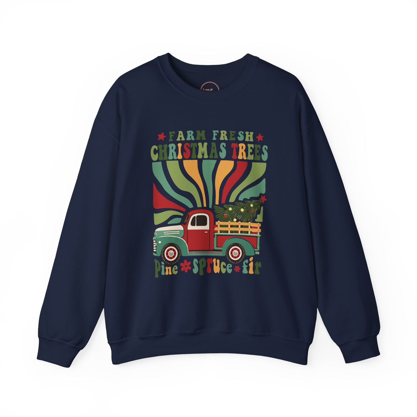 Farm Fresh Christmas Trees Retro Crewneck