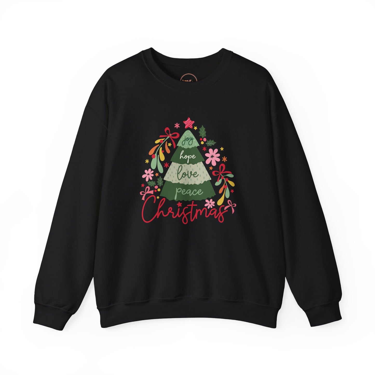 “Joy, Hope, Love, Peace” Christmas Tree Crewneck