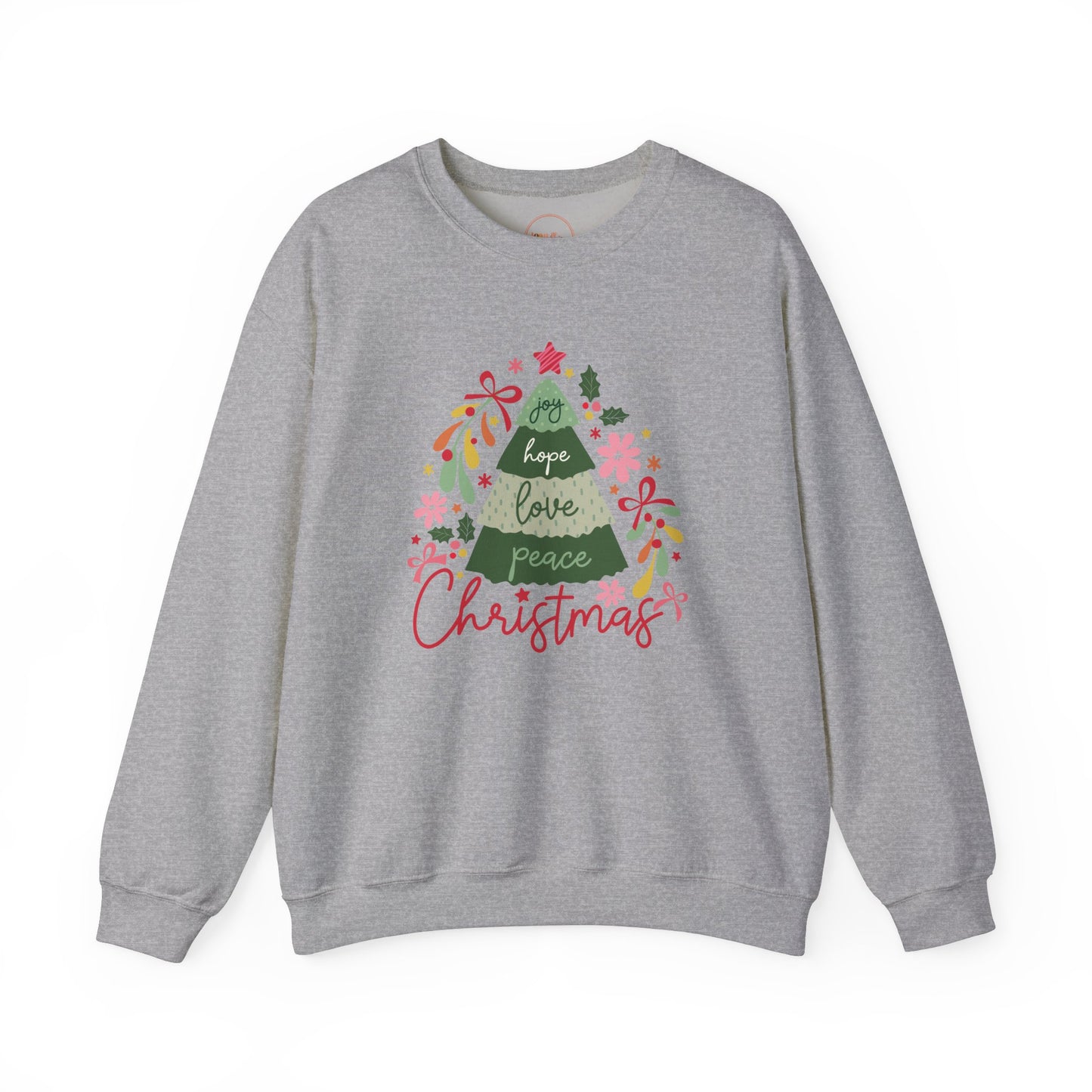 “Joy, Hope, Love, Peace” Christmas Tree Crewneck