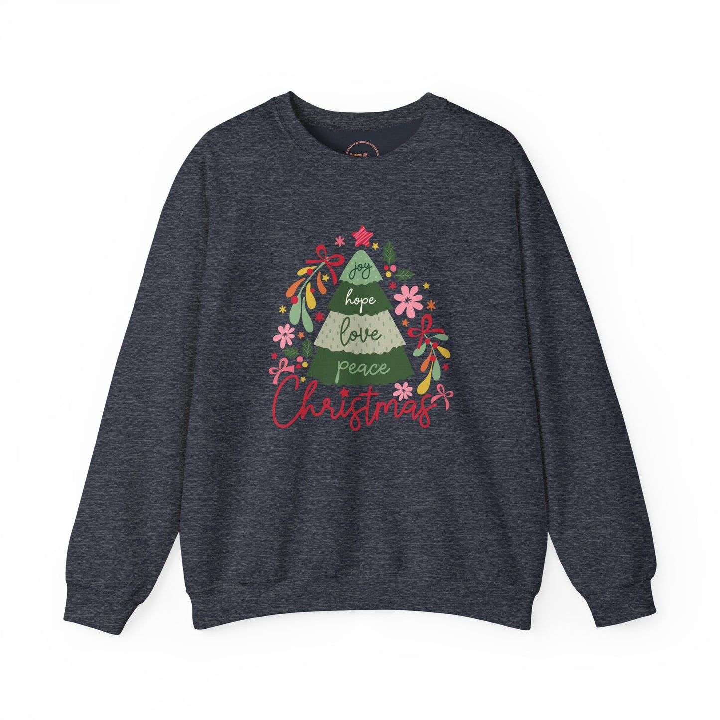 “Joy, Hope, Love, Peace” Christmas Tree Crewneck