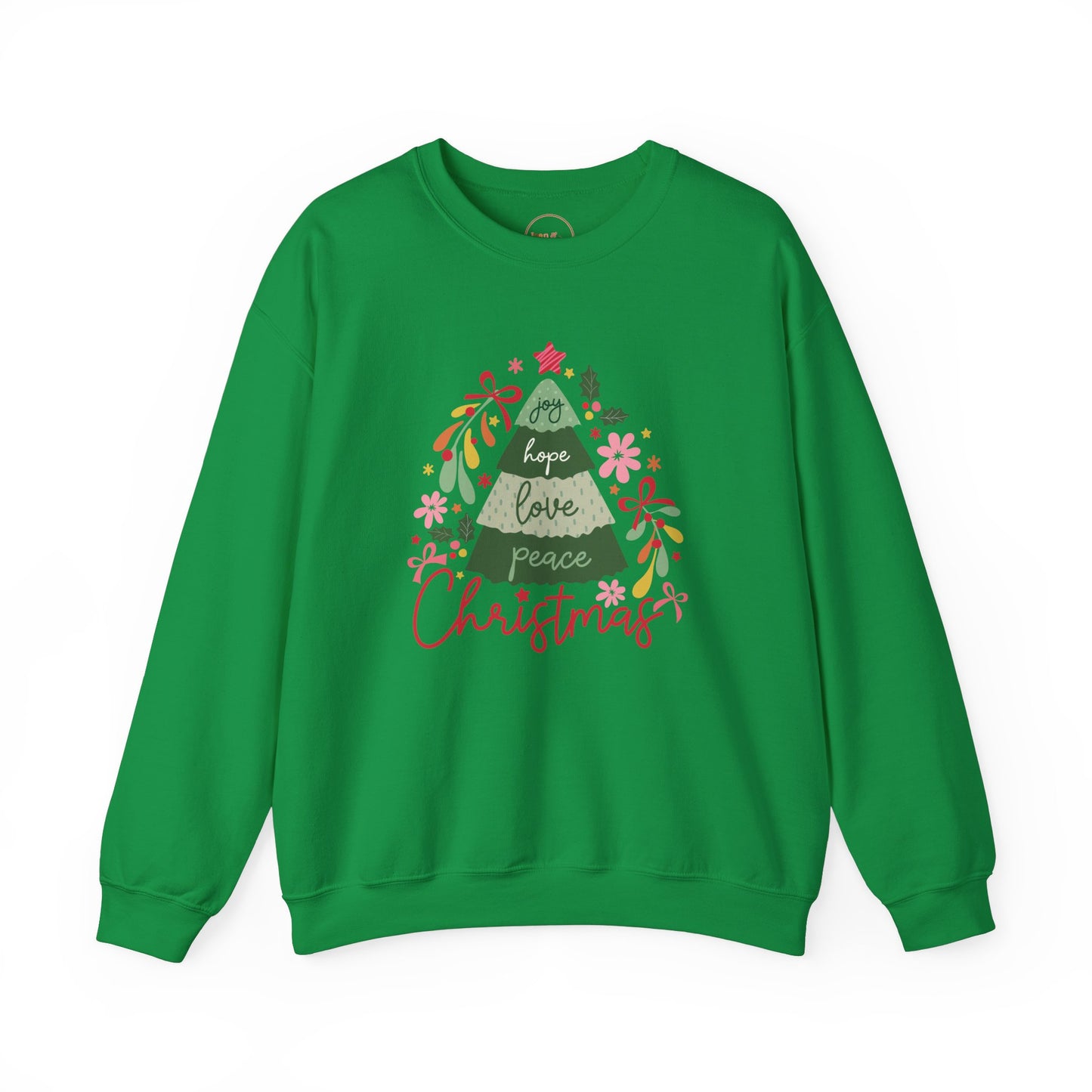 “Joy, Hope, Love, Peace” Christmas Tree Crewneck