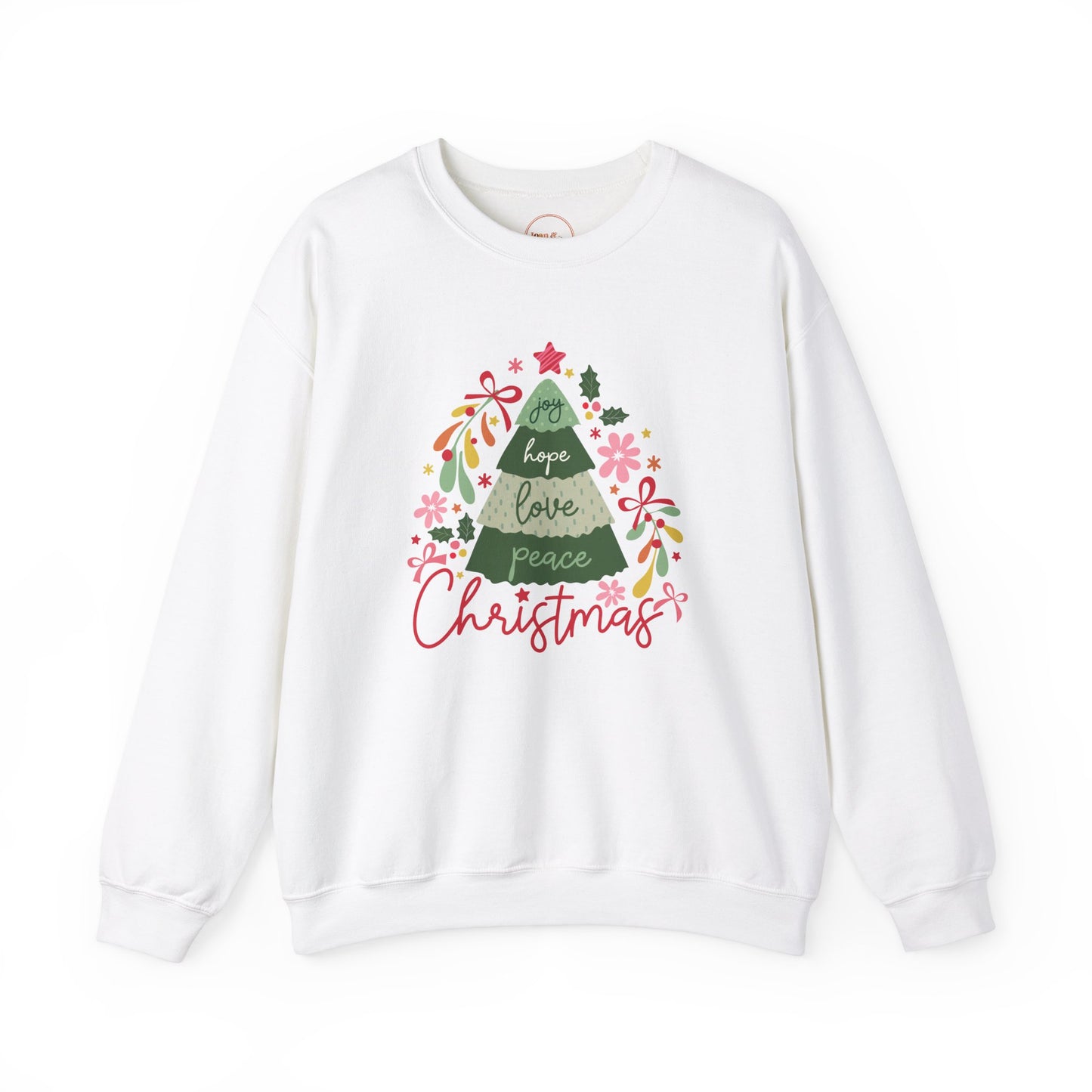 “Joy, Hope, Love, Peace” Christmas Tree Crewneck