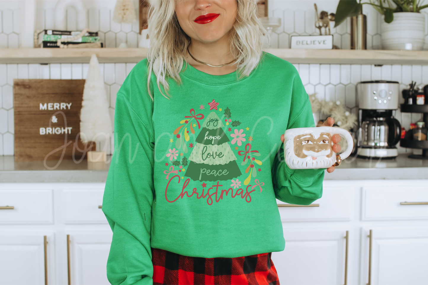 “Joy, Hope, Love, Peace” Christmas Tree Crewneck